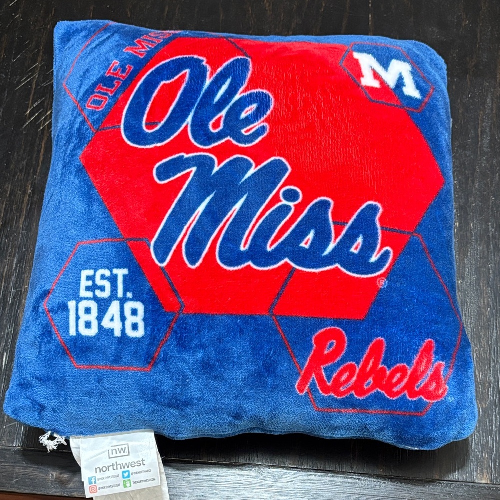 Northwest Ole Miss Red and Blue Pillow